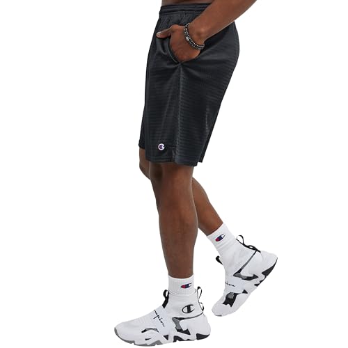 Champion Mens Shorts, Mesh Gym Lightweight Athletic (Reg. Big & Tall) Running-shorts, Black C Patch Logo, Large US
