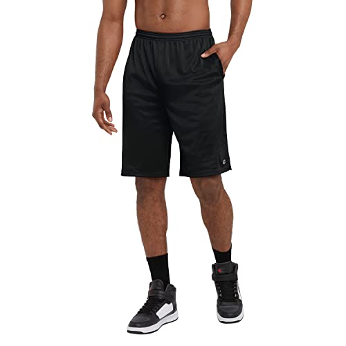 Champion Mens Shorts, Mesh Gym Lightweight Athletic (Reg. Big & Tall) Running-shorts, Black C Patch Logo, Large US