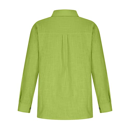 SMIDOW Womens Cotton Linen Button Down Shirt, #C-mint Green, Large
