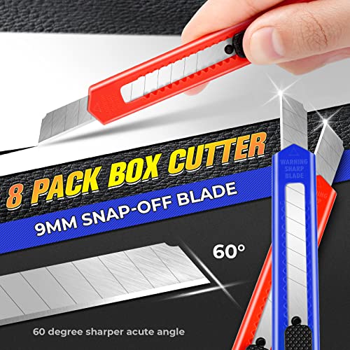 8 Pack Utility Knives Box Cutters, Snap Off Blade