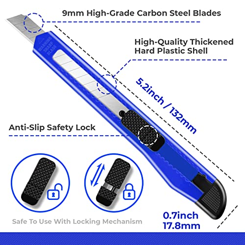 8 Pack Utility Knives Box Cutters, Snap Off Blade
