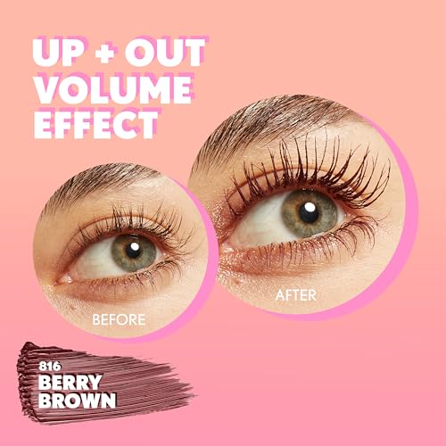 CoverGirl Eye Enhancer, Berry Brown, 3D Mascara, Curved Fiber Brush, Plant-Based Lifting Wax, For All Lash Types, 24-Hour Wear, Transfer-Proof, Flake-Free, 0.30oz