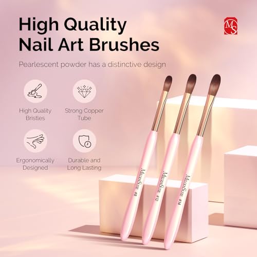MelodySusie 3Pcs Acrylic Nail Brush Set, Size 8/12/14 Professional Nail Brushes for Acrylic Application Acrylic Powder Nail Extension and 3D Nail Carving for DIY Home Salon Nail Manicure Tool