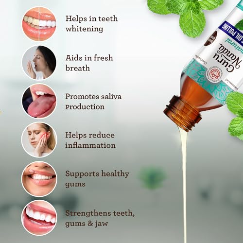 GuruNanda Coconut Oil Pulling with 7 Essential Oils and Vitamin D3, E, K2 (Mickey D), Helps with Fresh Breath, Teeth & Gum Health- Travel Size - 3 oz