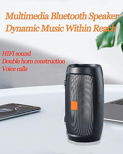 Portable Bluetooth Speaker, Wireless Speaker with 360° Surround Sound, Enhanced Bass,IP65 Waterproof, TF Card, AUX, Long Battery Life, Dual Pairing, Durable Speaker for Travel,Sport,Outdoor,Black-D