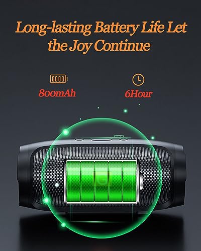 Portable Bluetooth Speaker, Wireless Speaker with 360° Surround Sound, Enhanced Bass,IP65 Waterproof, TF Card, AUX, Long Battery Life, Dual Pairing, Durable Speaker for Travel,Sport,Outdoor,Black-D