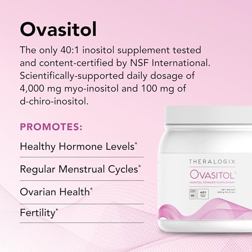 Theralogix Ovasitol Inositol Powder - 90-Day Supply - Myo-Inositol & D-Chiro Inositol for Hormone Balance & Ovarian Function Support* - NSF Certified - 400 g (180 Servings)