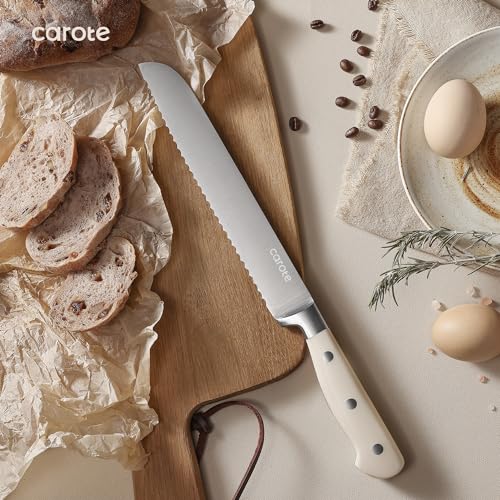 CAROTE 14-Piece Forged Knife Set with Block