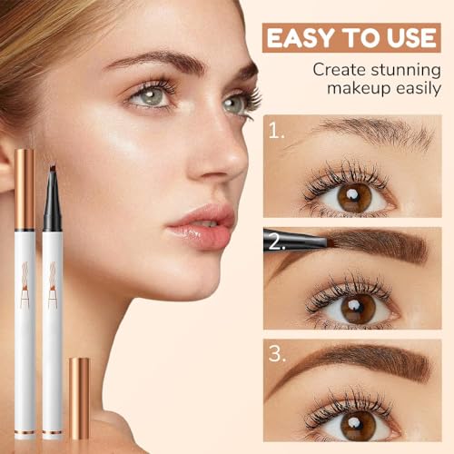 Eyebrow Tattoo Pencil 4 Fork Tip 3D Microblading,2024 New Magic Eyebrow Pencil 4-Tip Eyebrow Pencil Natural Makeup Fine Stroke,Eye Brown Makeup Eyebrow Pencil Stay on All Day(Dark Brown)