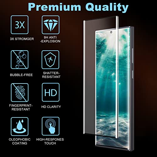 Burrizei [2+2 Pack] Screen Protector for Samsung Galaxy S22 Ultra 5G, 9H Tempered Glass, Ultrasonic Fingerprint Support, 3D Curved, HD Clear, Bubble-Free for Galaxy S22 Ultra Glass Screen Protector