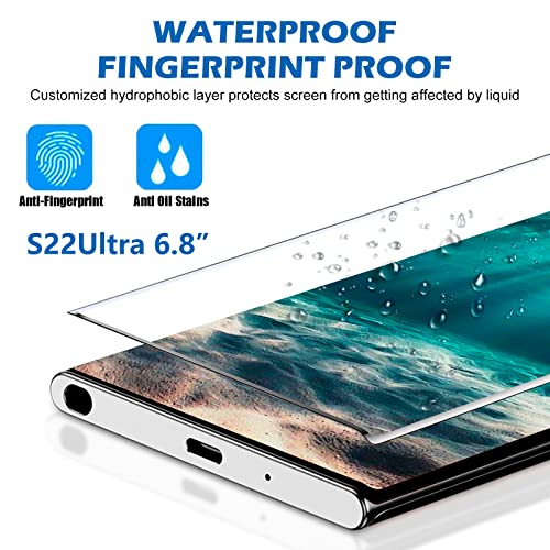 Burrizei [2+2 Pack] Screen Protector for Samsung Galaxy S22 Ultra 5G, 9H Tempered Glass, Ultrasonic Fingerprint Support, 3D Curved, HD Clear, Bubble-Free for Galaxy S22 Ultra Glass Screen Protector