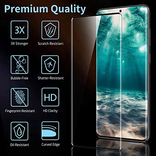 Burrizei [2+2 Pack] Galaxy S21 Ultra Screen Protector, 9H Tempered Glass, Ultrasonic Fingerprint Support, 3D Curved,HD Clear Scratch Resistant for Samsung Galaxy S21 Ultra 5G Glass Screen Protector