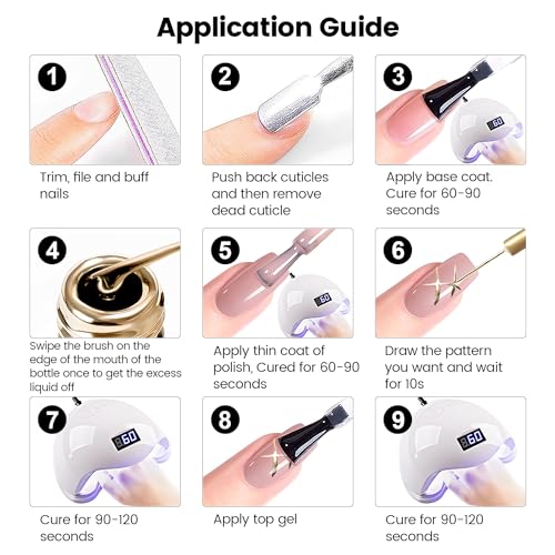 RARJSM Metallic Gel Liner Nail Art Silver Bronze Gold 2pcs Set Mirror Chrome 3D Effect Gel Nail Polish 8ml Build in Thin Brush Metal Painted Drawing Stripper Gel Polish Curing Requires for Home Salon