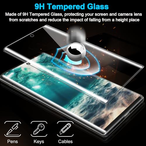 Burrizei [2+2 Pack] Galaxy S21 Ultra Screen Protector, 9H Tempered Glass, Ultrasonic Fingerprint Support, 3D Curved,HD Clear Scratch Resistant for Samsung Galaxy S21 Ultra 5G Glass Screen Protector