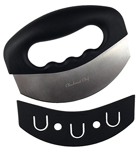 Checkered Chef Mezzaluna Knife w/ Cover - Vegetable Cutter