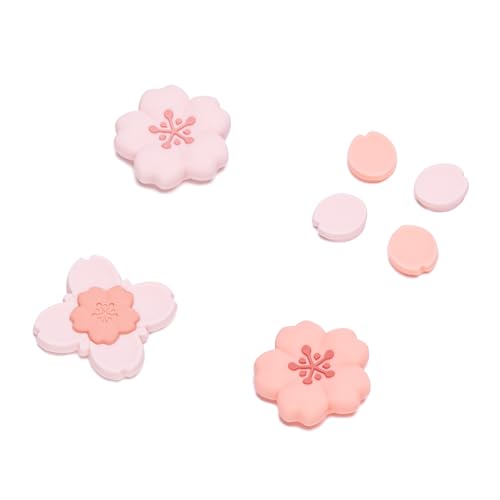GeekShare Silicone Cross D-Pad Button Caps Set Cute Joystick Cover - ABXY Key Buttons Sticker Compatible with Nintendo Switch/OLED Joy Con - Sakura