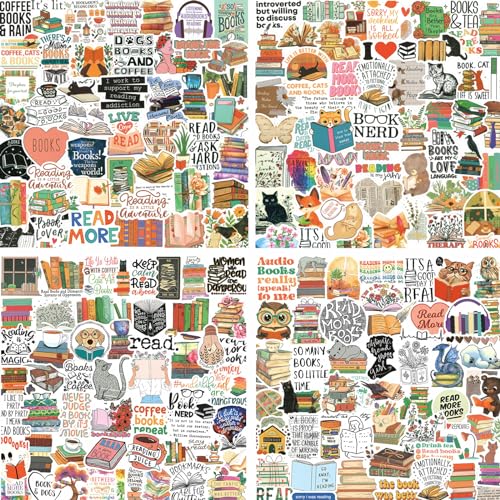 200PCS Book Stickers for Kindle, Bookish Stickers, Booktok Reading Stickers for Water Bottles Laptop Phone Accessories, Vinyl Waterproof Stickers for Book Lovers Teens Adults