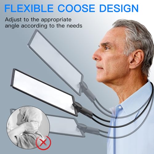 Large Hands Free Magnifying Glass for Reading,Full Book Page Magnifier with Flexible Gooseneck Stand and 50 Ultra-Bright Led Lights for Seniors Repair Sewing Newspaper Computer Phone Laptop