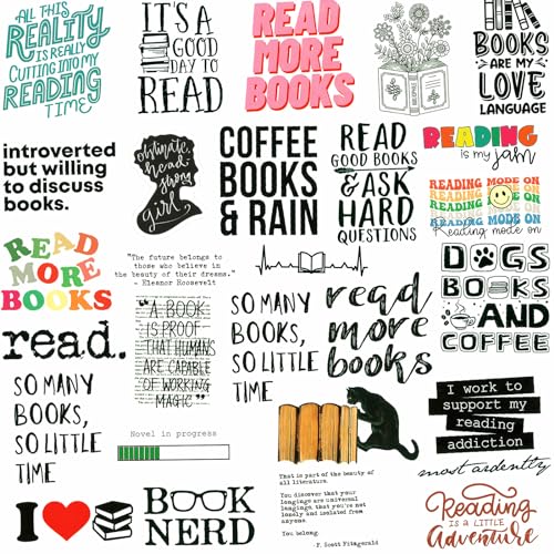 200PCS Book Stickers for Kindle, Bookish Stickers, Booktok Reading Stickers for Water Bottles Laptop Phone Accessories, Vinyl Waterproof Stickers for Book Lovers Teens Adults