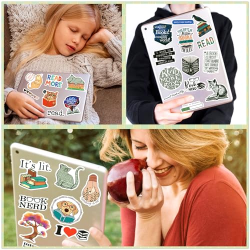 200PCS Book Stickers for Kindle, Bookish Stickers, Booktok Reading Stickers for Water Bottles Laptop Phone Accessories, Vinyl Waterproof Stickers for Book Lovers Teens Adults