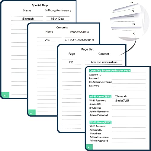 Password Book with Alphabetical Tabs, UpUGo Internet Address and Password Keeper Notebook for Computer & Website Logins, Medium Compact Size, Navy Blue