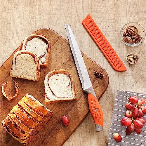VITUER 8 Inch Serrated Bread Knife with Cover
