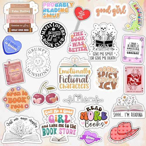 120 PCS Book Stickers for Kindle, Smutty Bookish Sticker Pack for Readers Adult Spicy Booktok Vinyl Decals for Laptop IPAD Ebook Reader Water Bottle Girls Holographic Waterproof Smut Romance