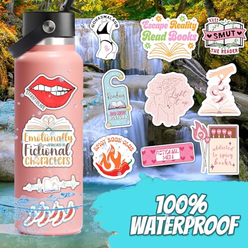 120 PCS Book Stickers for Kindle, Smutty Bookish Sticker Pack for Readers Adult Spicy Booktok Vinyl Decals for Laptop IPAD Ebook Reader Water Bottle Girls Holographic Waterproof Smut Romance