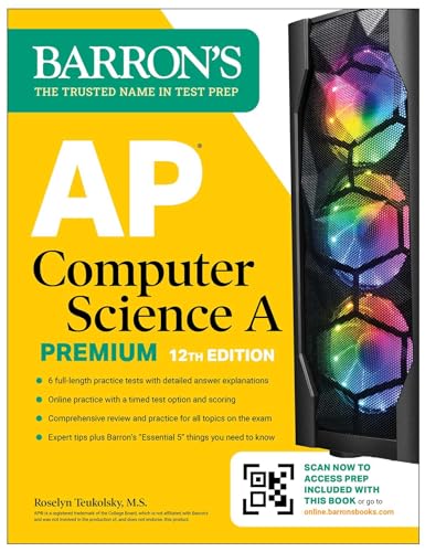 AP Computer Science A Premium, 2024: 6 Practice Tests + Comprehensive Review + Online Practice (Barron's AP Prep)