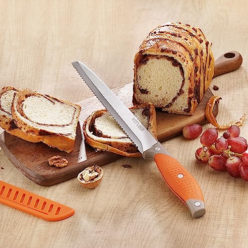 VITUER 8 Inch Serrated Bread Knife with Cover