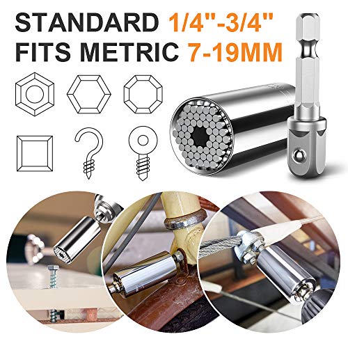 Fathers Day Dad Gifts from Daughter Kids Son Wife, Super Universal Socket Tools Gifts for Men Grip Set with Power Drill Adapter Cool Stuff Ideas Gadgets for Men Birthday Gifts for Dad Women Husband