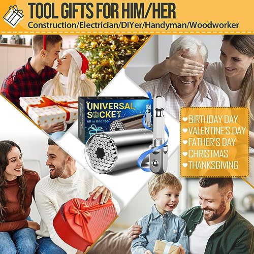 Super Universal Socket Tools Gifts for Men Stocking Stuffers for Men Mens Gifts for Christmas Gifts Idea Cool Stuff Gadgets for Men Grip Socket Set Power Drill Adapter Gifts for Dad Husband Him Women