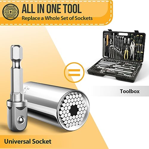 Super Universal Socket Tools Gifts for Men Stocking Stuffers for Men Mens Gifts for Christmas Gifts Idea Cool Stuff Gadgets for Men Grip Socket Set Power Drill Adapter Gifts for Dad Husband Him Women
