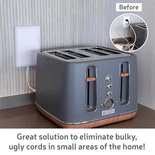 Neat Socket - 3ft Flat Extension Cord with USB Ports – Ultra Thin Flat Plug Extension Cord with 3 Outlets, 2 USB – Flat Outlet Extender – Universal Size Flat Plug Power Strip, Child & Pet Safe