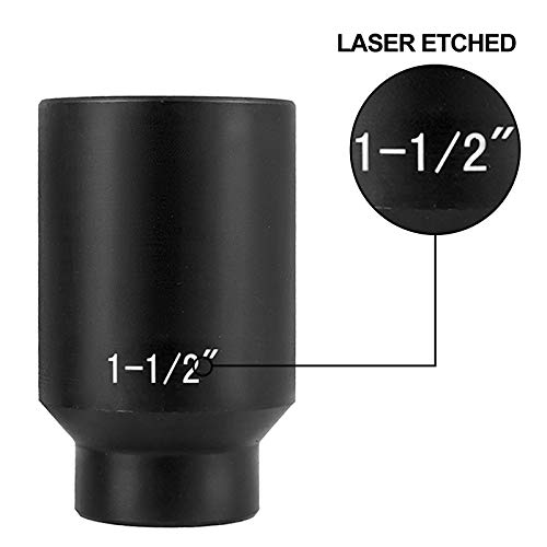 VEVOR Impact Socket Set 1/2 Inches 19 Piece, Deep Socket, 6-Point Sockets, Rugged Construction, Cr-V, 1/2 Inches Drive Socket Set Impact 3/8 inch - 1-1/2 inch, with a Storage Cage