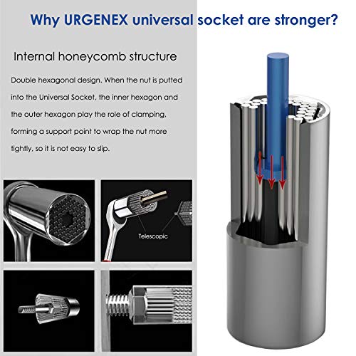 Universal Socket Set (11-32mm 7-19mm) Super Socket for Unscrew Any Bolt Multi-Function Universal Socket Tool Kit with Power Drill Adapters Gifts for Men, Father/Dad, Husband, DIY Handyman 4PCS