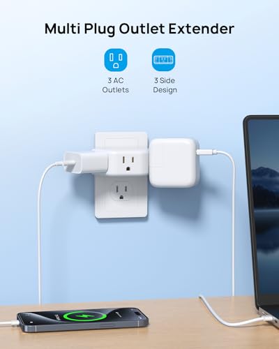 TROND Multi Plug Outlet Extender 2 Pack - Electrical Wall Outlet Splitter, 3 Way Outlet Wall Adapter, Cruise Essentials, Small Multiple Plug Expander for Cruise Ship Home Office Dorm Room