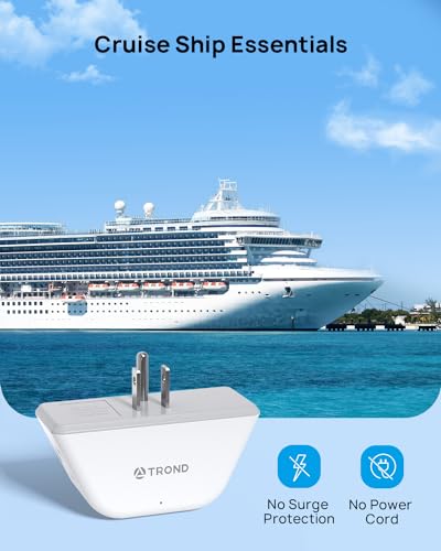 TROND Multi Plug Outlet Extender 2 Pack - Electrical Wall Outlet Splitter, 3 Way Outlet Wall Adapter, Cruise Essentials, Small Multiple Plug Expander for Cruise Ship Home Office Dorm Room