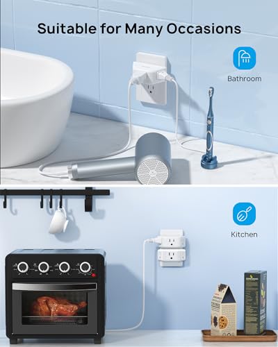 TROND Multi Plug Outlet Extender 2 Pack - Electrical Wall Outlet Splitter, 3 Way Outlet Wall Adapter, Cruise Essentials, Small Multiple Plug Expander for Cruise Ship Home Office Dorm Room