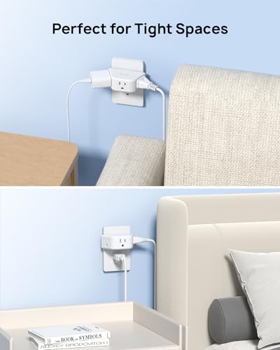 TROND Multi Plug Outlet Extender 2 Pack - Electrical Wall Outlet Splitter, 3 Way Outlet Wall Adapter, Cruise Essentials, Small Multiple Plug Expander for Cruise Ship Home Office Dorm Room