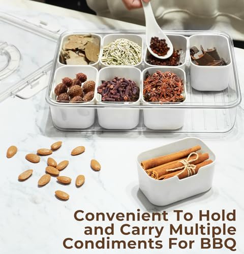 Divided Serving Tray with Lid and Handle - Snackle Box Charcuterie Platter Portable Storage Organizer Container for Fruit, Candy, Veggie, Nuts, Spices& Snacks, Perfect for Party, Travel& Picnic