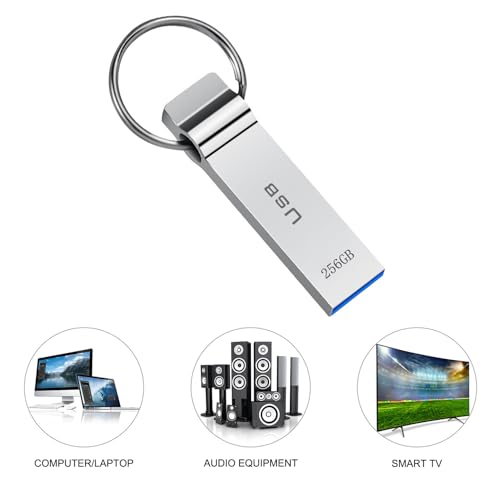 Marryler USB Flash Drive 256GB Waterproof USB Stick High Speed Memory Stick 256GB Ultra Large Storage Metal Thumb Drive with Keychain Design for Laptop Computer Tablet