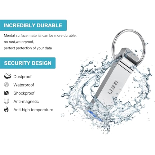 Marryler USB Flash Drive 256GB Waterproof USB Stick High Speed Memory Stick 256GB Ultra Large Storage Metal Thumb Drive with Keychain Design for Laptop Computer Tablet