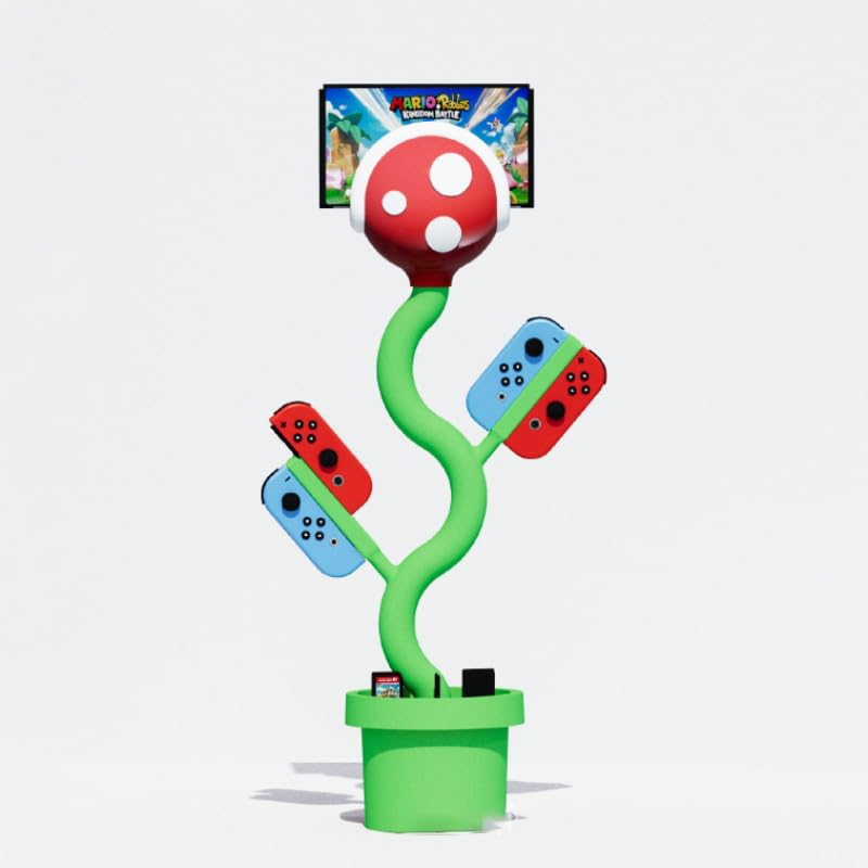 Multifunctional Vertical Stand Game Console Charging Stand Game Card Storage Desktop Ornaments Rechargeable Base Flower Pot Piranha Ornament Suitable for Switch Game Console