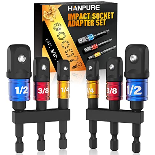 Impact Socket Adapter Set for Drill - 1/4" 3/8" 1/2" Driver Bits