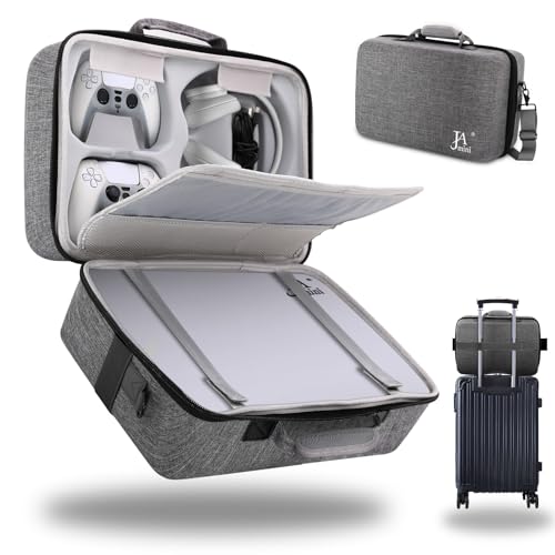 Hard Shell Carrying Case for PS5, Travel Case Compatible with PS5 Console Controller, Shockproof Protective Storage Bag for Playstation 5 Disk Digital Edition, Headset, Base and Game Accessories(Grey)