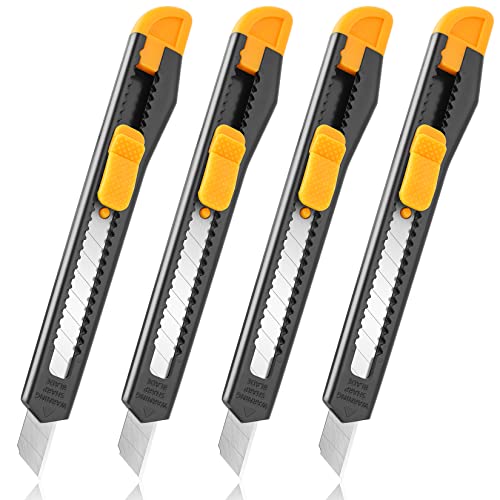 4 Pack Retractable Utility Knife with Snap-Off Blades