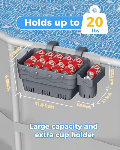 Poolside Storage Basket for Above Ground Pools, Above Ground Pool Accessories, Swimming Pool Storage Basket with Pool Cup Holder, Versatile Organization for Pool Accessories(2 Pack)
