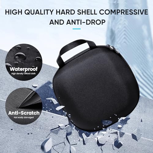 sarlar Compact Hard Carrying Case and Bulid-in Lens Protector Cover Compatible with Meta Quest 3/Quest 2/Apple Vision Pro Accessories, Lightweight and Portable for Travel and Home Storage