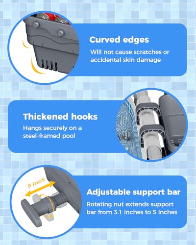 Poolside Storage Basket for Above Ground Pools, Above Ground Pool Accessories, Swimming Pool Storage Basket with Pool Cup Holder, Versatile Organization for Pool Accessories(2 Pack)